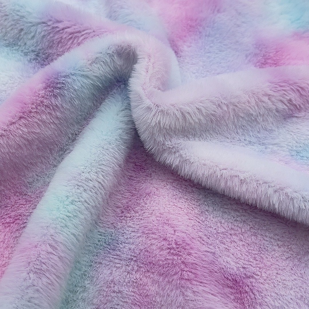 New design soft toys fur fabric tie dyed rabbit fur fabric PV fleece Fabric for toys for blankets for garments
