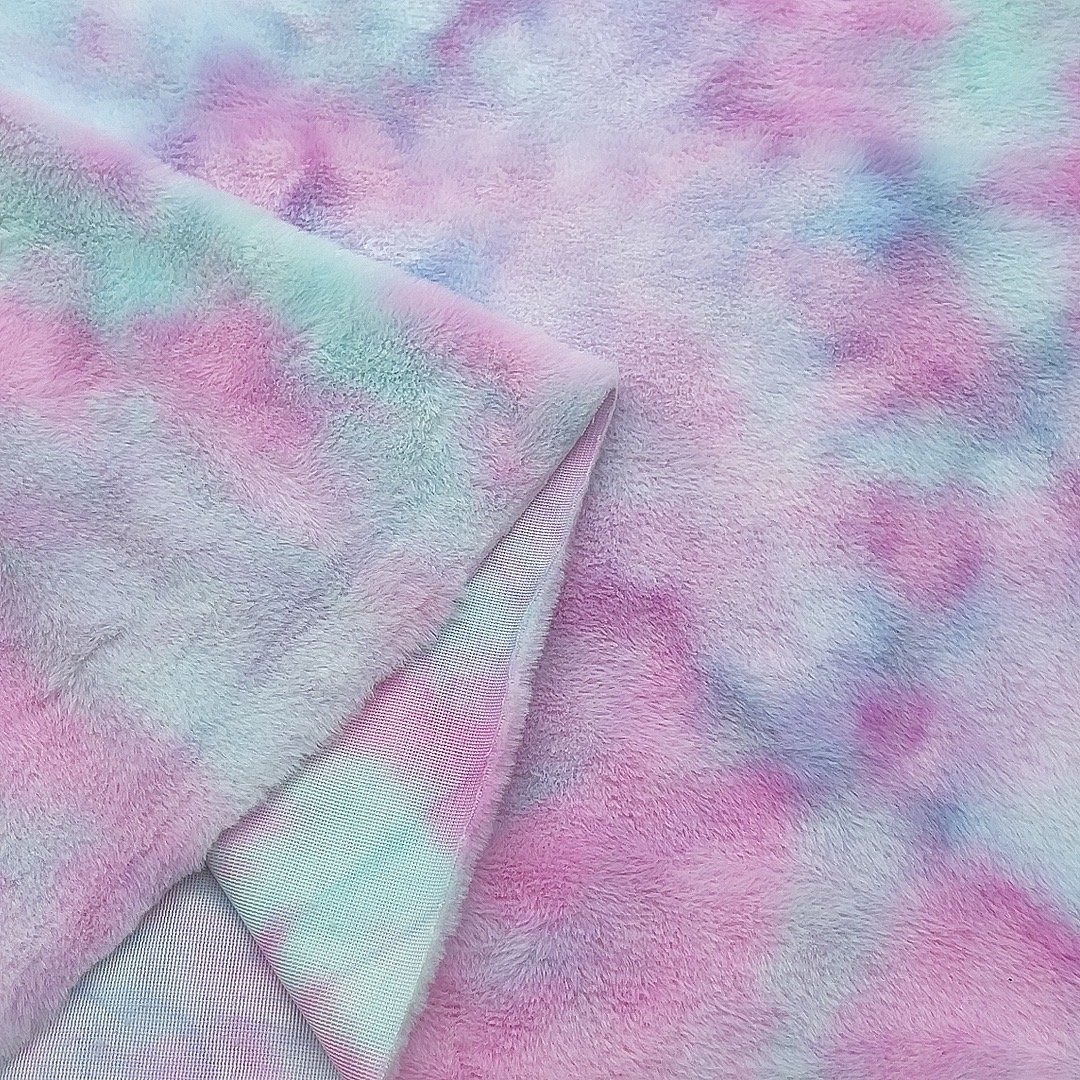 New design soft toys fur fabric tie dyed rabbit fur fabric PV fleece Fabric for toys for blankets for garments