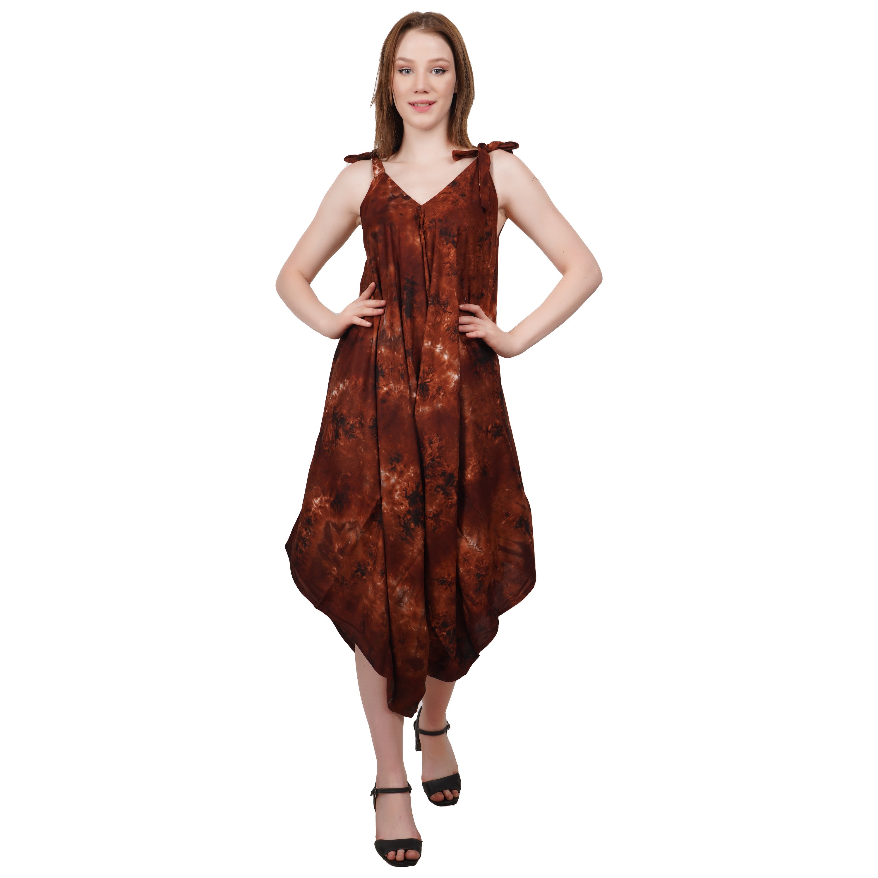 Top Quality Viscose Fabric Tie-Dye Pattern Romper Dress Casual Style Women's Jumpsuit with Customized Size available for Sale