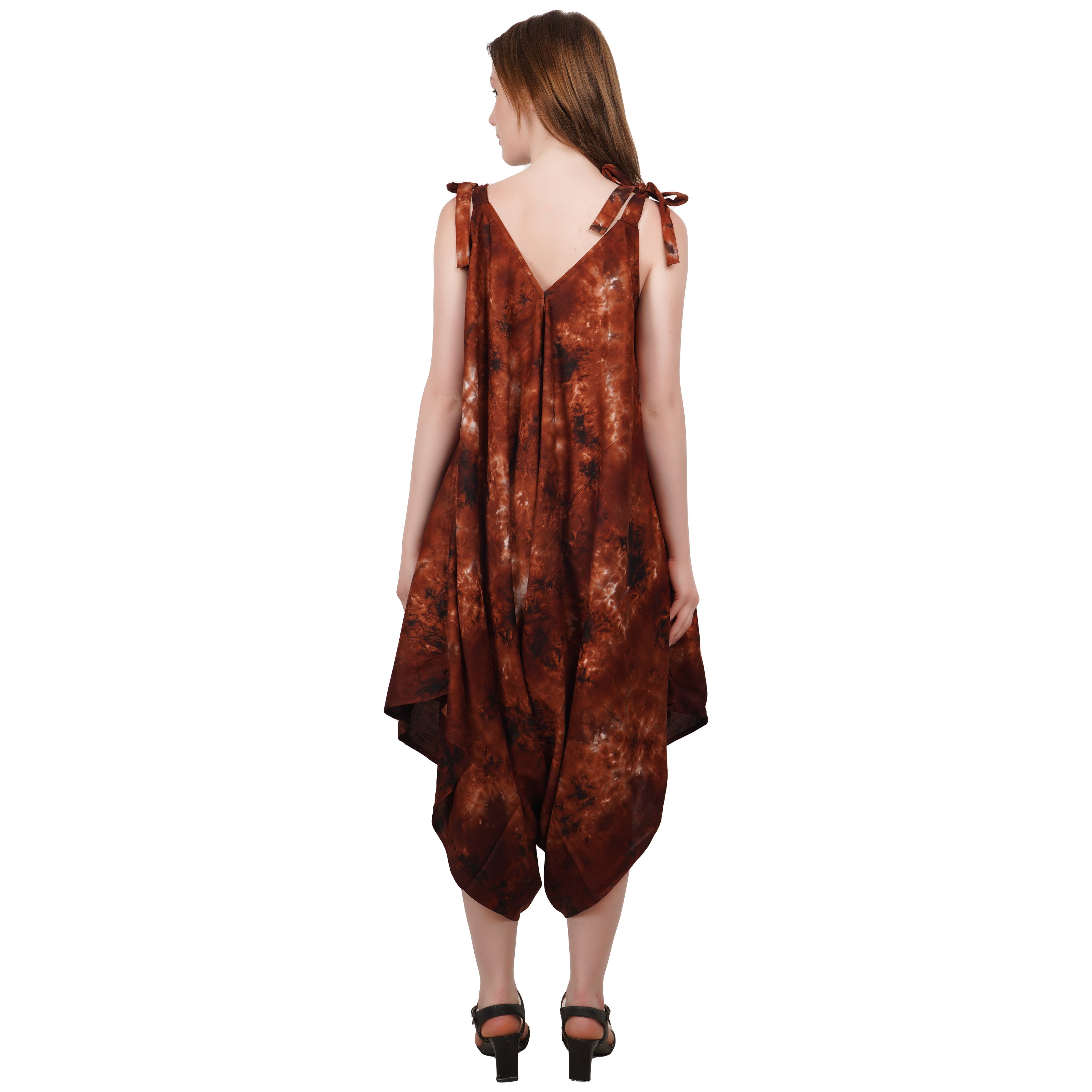 Top Quality Viscose Fabric Tie-Dye Pattern Romper Dress Casual Style Women's Jumpsuit with Customized Size available for Sale