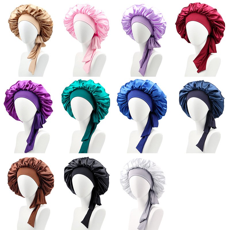 designer custom logo silk soft nightcap Sleep turban Satin hair wrap Accessories pure real mulberry silk hair bonnet