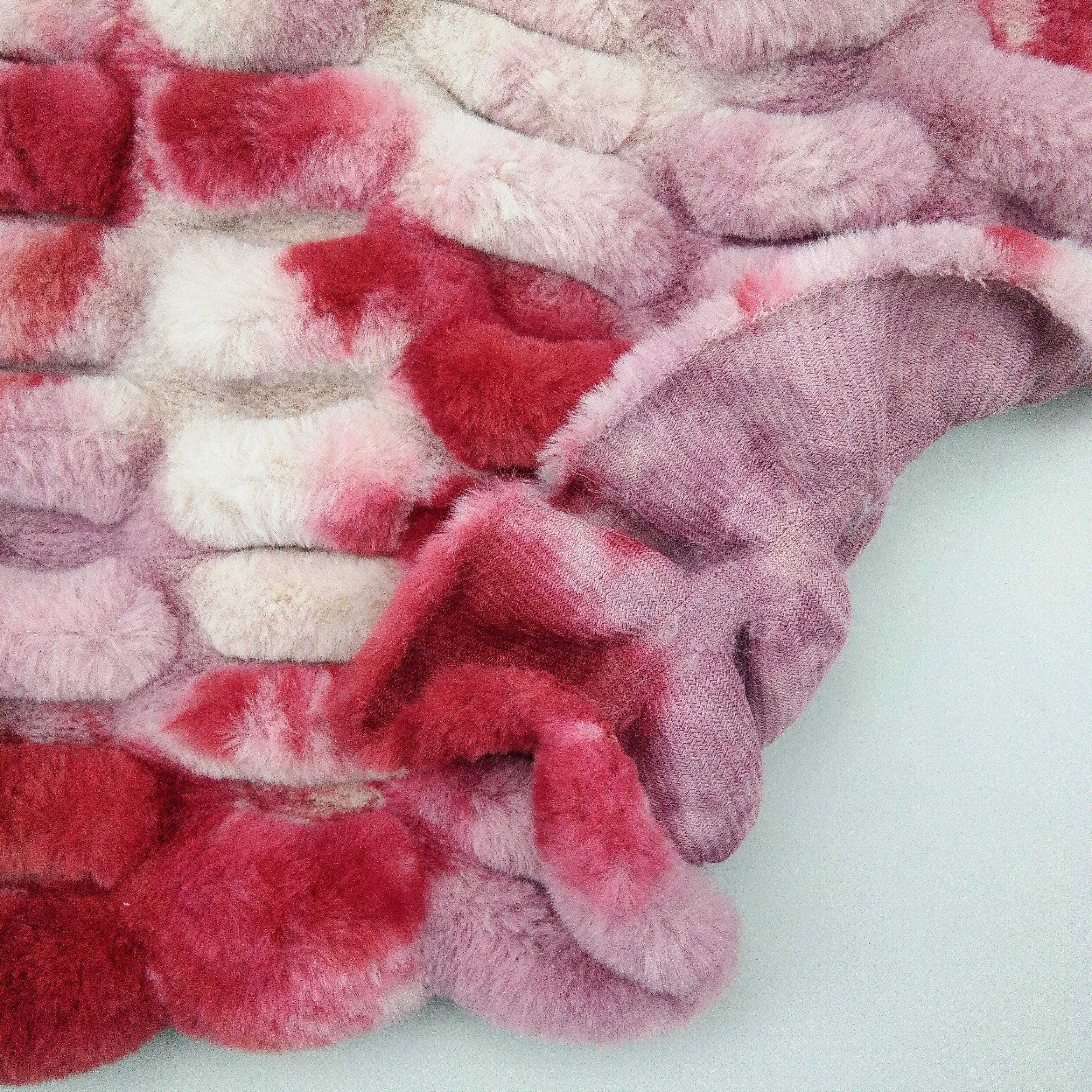 Tie-Dye Spandex Stretch Faux Fur Fabric Rabbit Faux Fur For Home Textile/Blanket