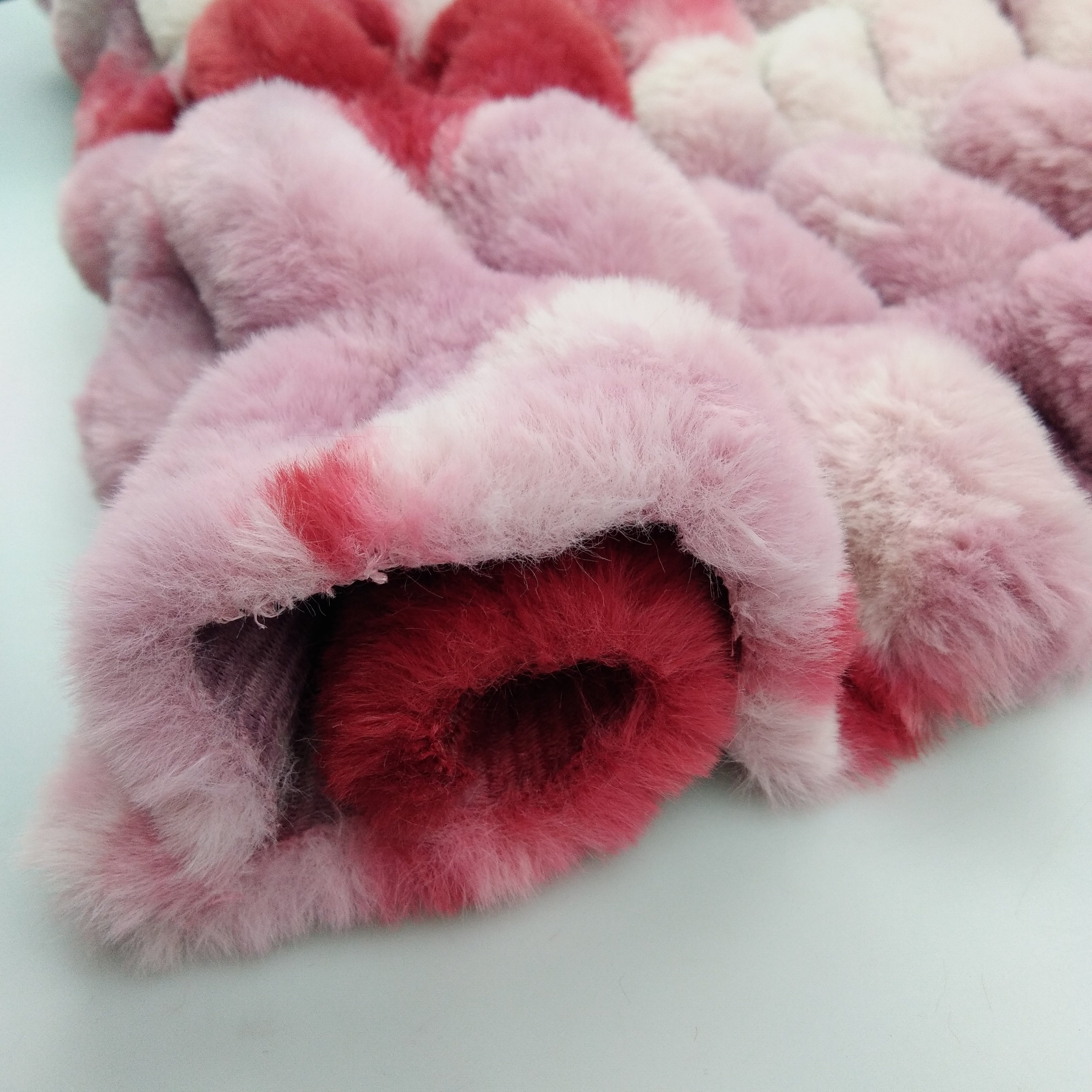 Tie-Dye Spandex Stretch Faux Fur Fabric Rabbit Faux Fur For Home Textile/Blanket
