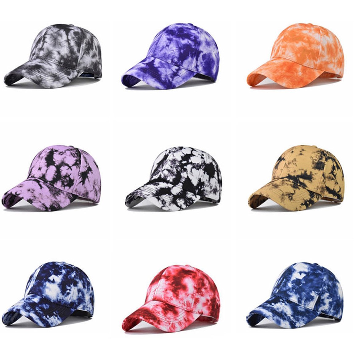 Top sales mixed color tie dye baseball caps for your option tie-dye colors Gorras 2023