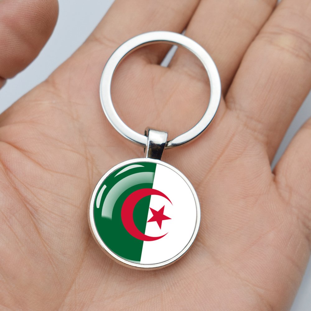 100 Models Algeria Flag Map Tie Clip Lapel Pin Ring Brooch Cuff Link Necklace Bracelet Earrings Key Chain Algerian Jewelry Set
