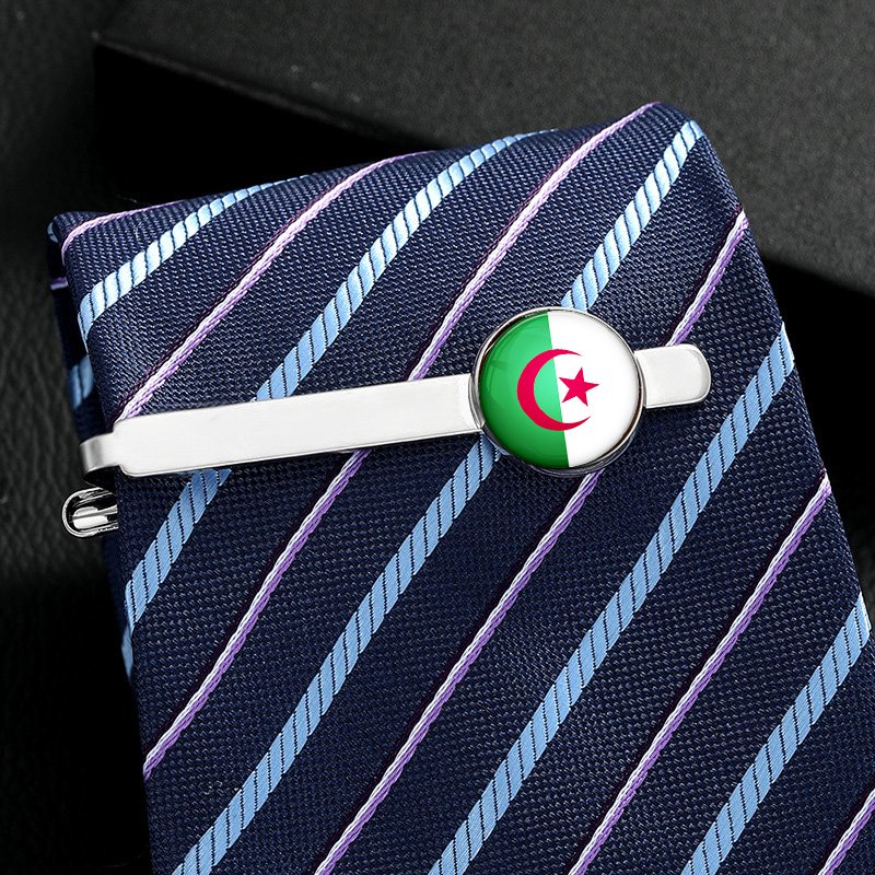 100 Models Algeria Flag Map Tie Clip Lapel Pin Ring Brooch Cuff Link Necklace Bracelet Earrings Key Chain Algerian Jewelry Set