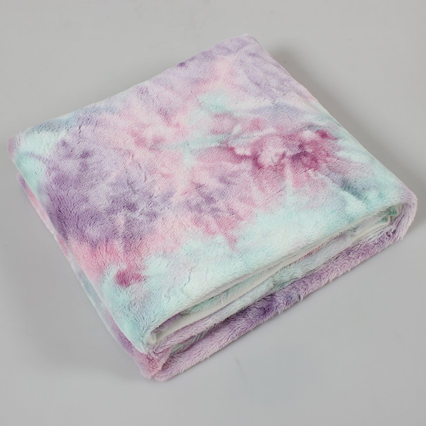 Hot Sale High Quality Faux Fur Blanket Luxury Tie Dye Pink Bubble Double Sided Soft Rabbit Minky Throw Blankets