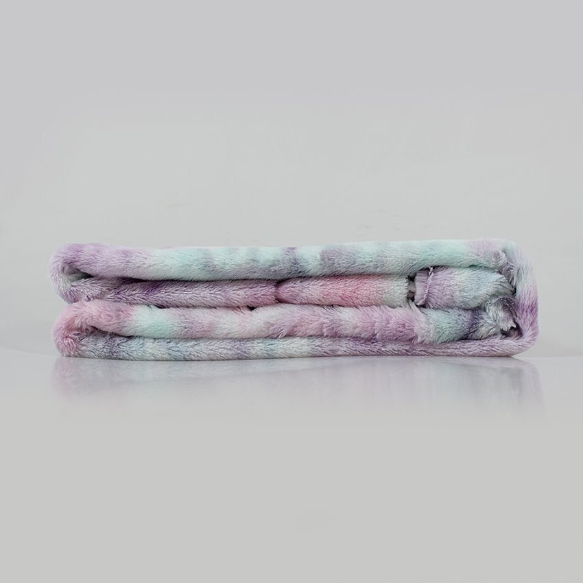 Hot Sale High Quality Faux Fur Blanket Luxury Tie Dye Pink Bubble Double Sided Soft Rabbit Minky Throw Blankets