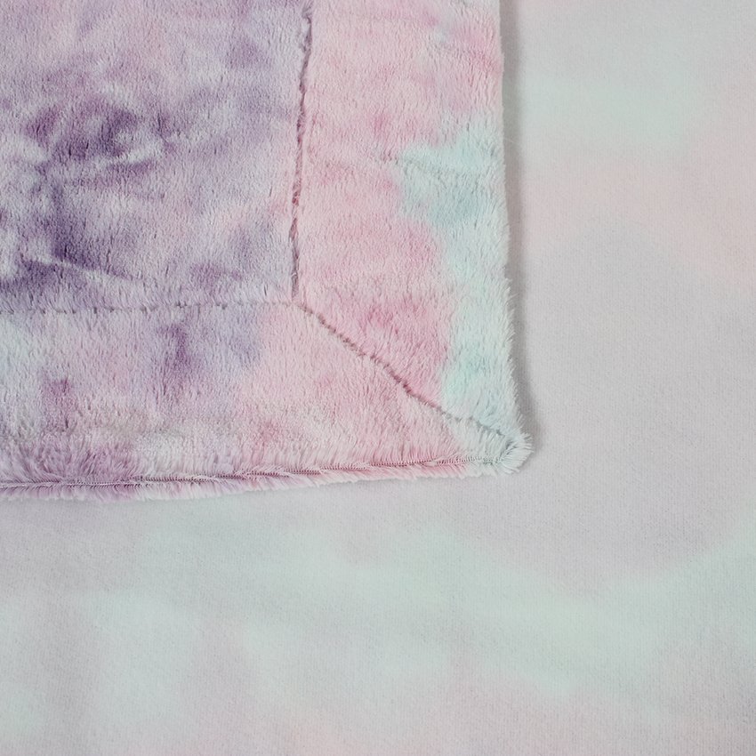 Hot Sale High Quality Faux Fur Blanket Luxury Tie Dye Pink Bubble Double Sided Soft Rabbit Minky Throw Blankets