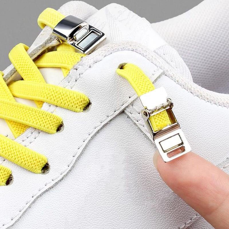 2022New Wholesale lazy shoe laces magnetic metal buckle sneaker shoe laces high quality laces elastic fashion no tie shoelace