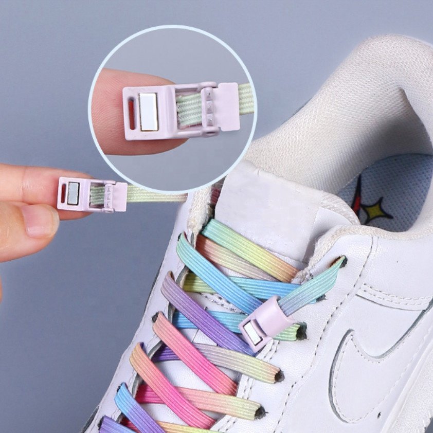 2022New Wholesale lazy shoe laces magnetic metal buckle sneaker shoe laces high quality laces elastic fashion no tie shoelace