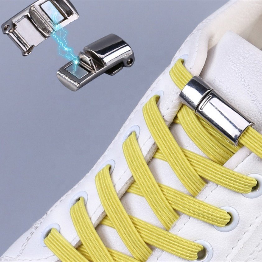 2022New Wholesale lazy shoe laces magnetic metal buckle sneaker shoe laces high quality laces elastic fashion no tie shoelace