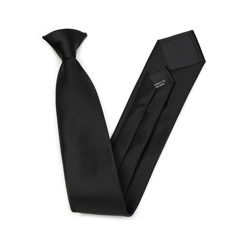 Solid Color Polyester Navy Blue Customized Clip on Tie for Security Uniform
