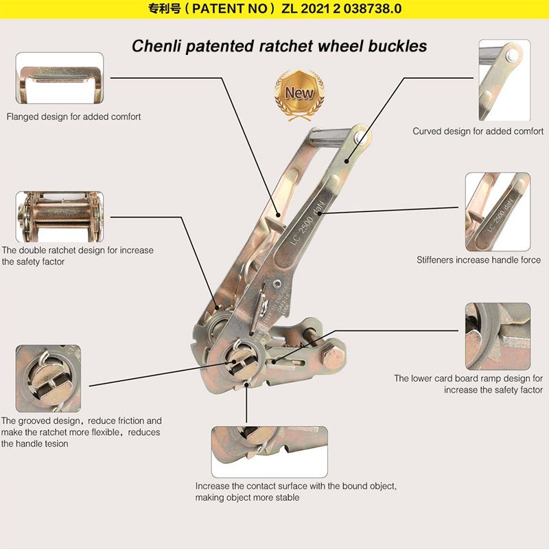 Hot selling Polyester Load Restraint Retractable Ratchet Strap Ratchet Tie Down Straps