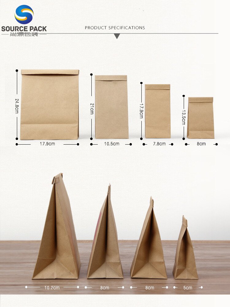 hot sale tin tie closing system food kraft paper bag