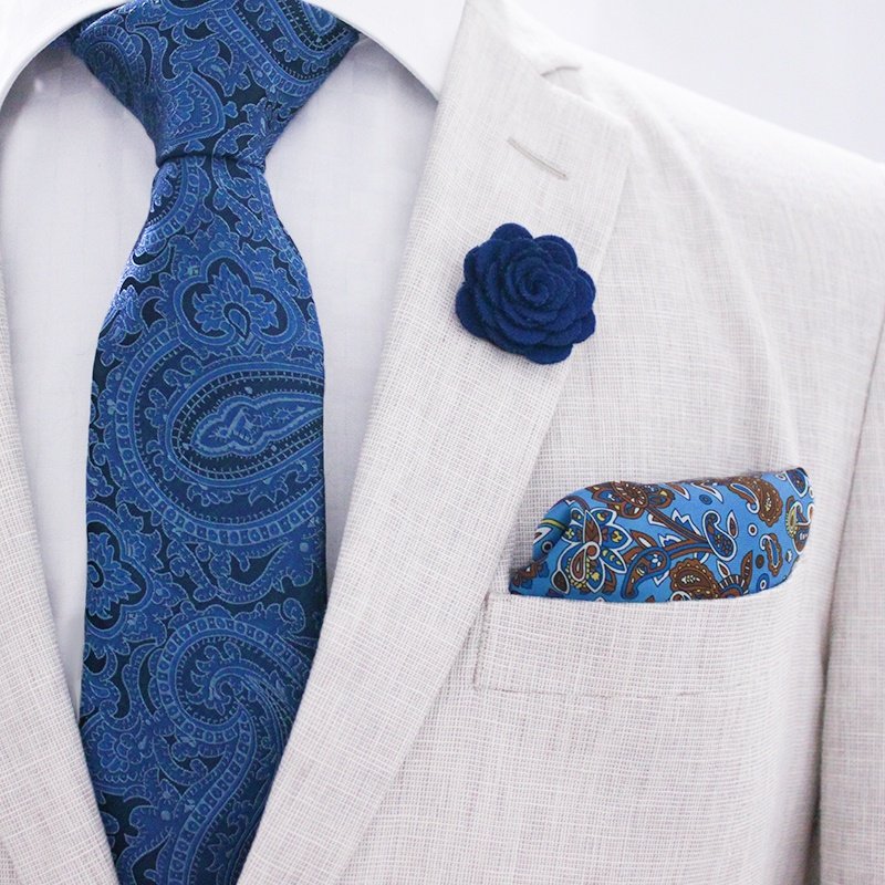 Factory hot sale lapel pins gravatas seda men ties set pocket square corbatas para hombre paisley neckties for men silk ties