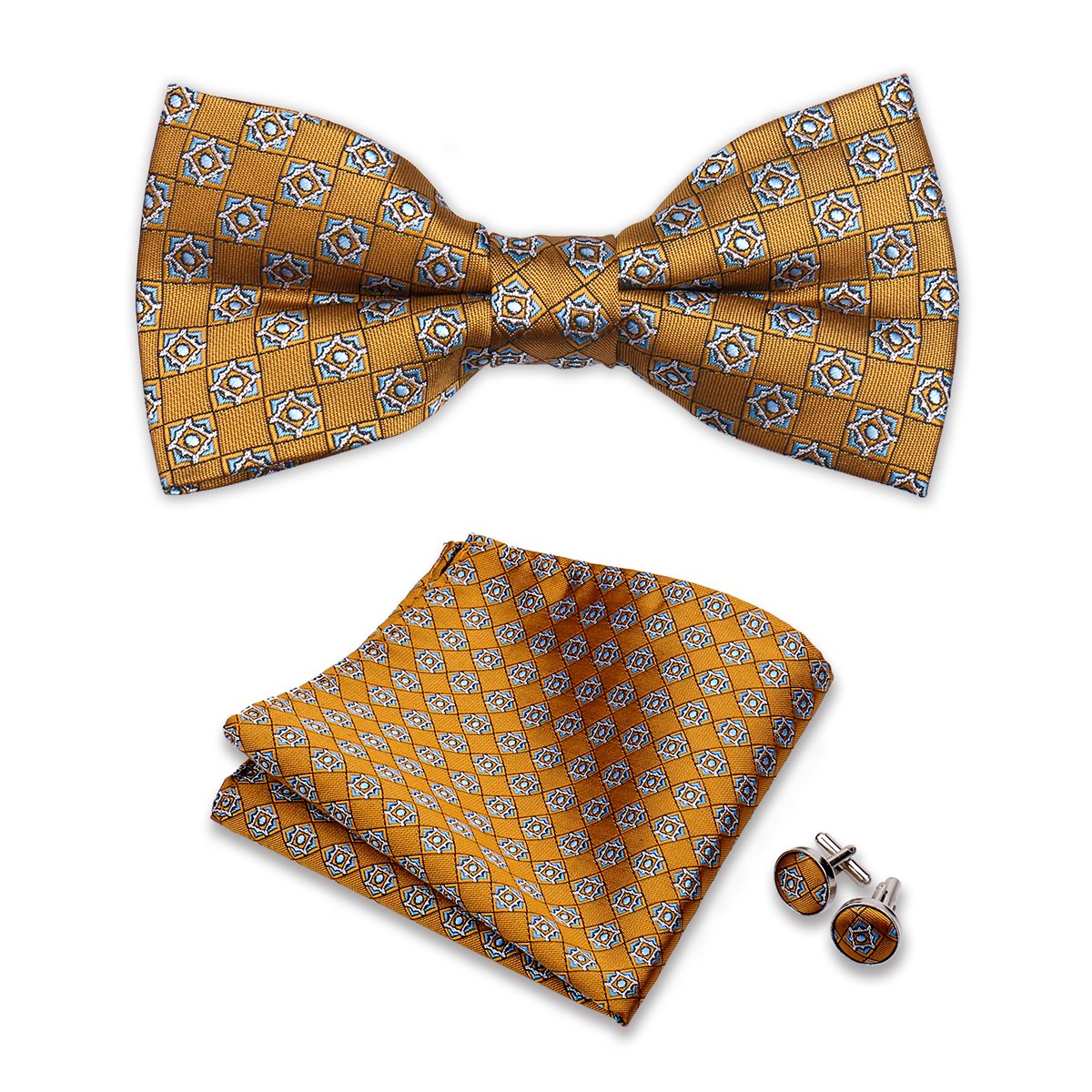 Handkerchief Paisley Ties Men Silk Bowtie Mens Hanky Cufflinks Bow Tie And Pocket Square Set
