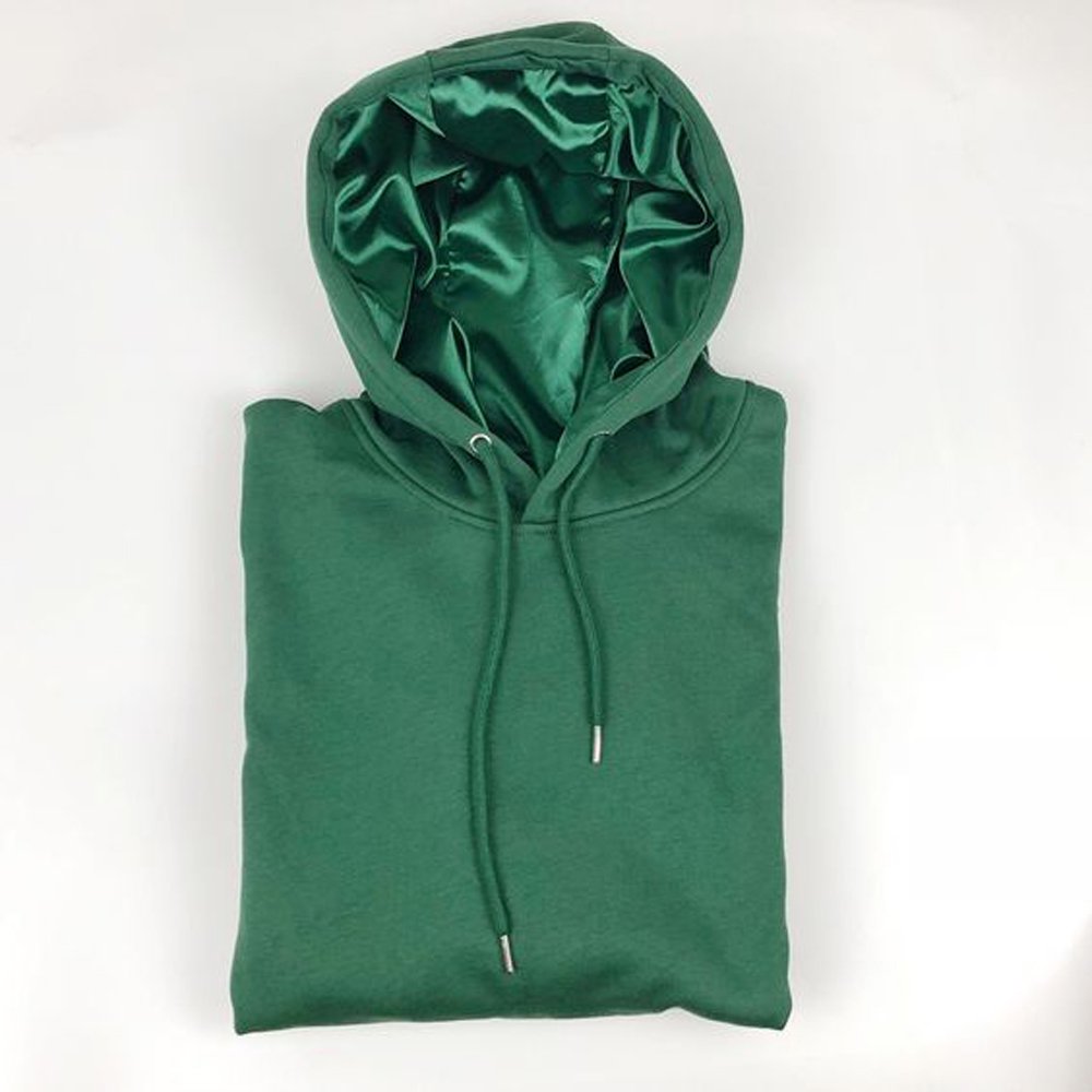 Custom Logo Oversized Satin Hoodie French Terry Cotton Printing Plus Size Silk Lining Hoodies Men satin lined hoodie