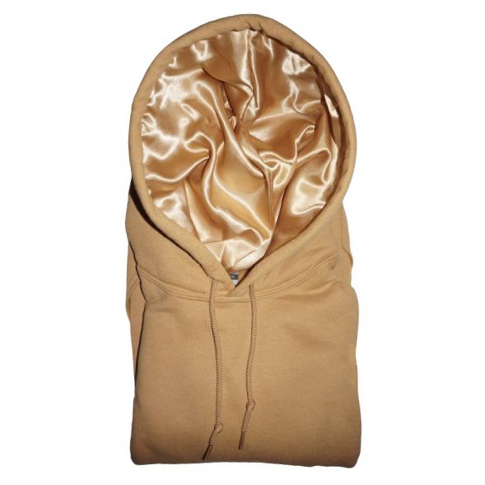 Custom Logo Oversized Satin Hoodie French Terry Cotton Printing Plus Size Silk Lining Hoodies Men satin lined hoodie