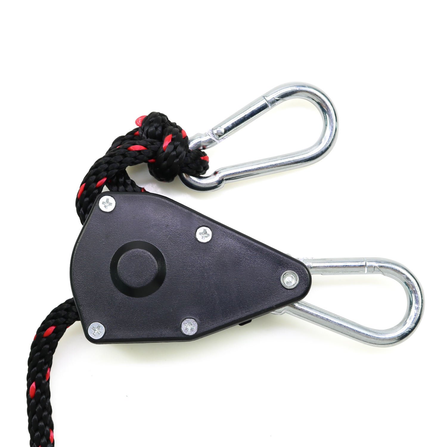 Heavy Duty 3/8 Inch Adjustable Rope Hanger Hoist Ratchet Tie Down Strap with Carabiner Hooks