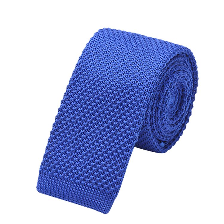 Men Accessory Business Fashion Solid Color Flat Bottom Narrow Necktie 2 Inches Width Skinny Knit Tie