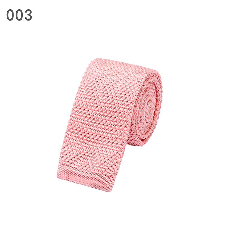 Men Accessory Business Fashion Solid Color Flat Bottom Narrow Necktie 2 Inches Width Skinny Knit Tie