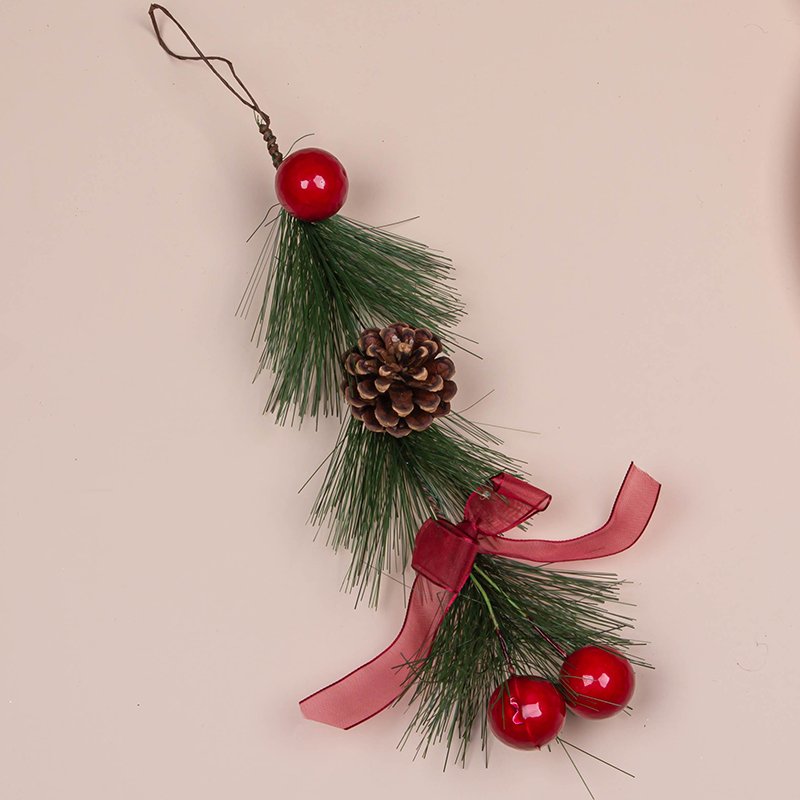 The front door is tied with a bow pine needle Christmas Garland Christmas decoration garland or Vine as Christmas