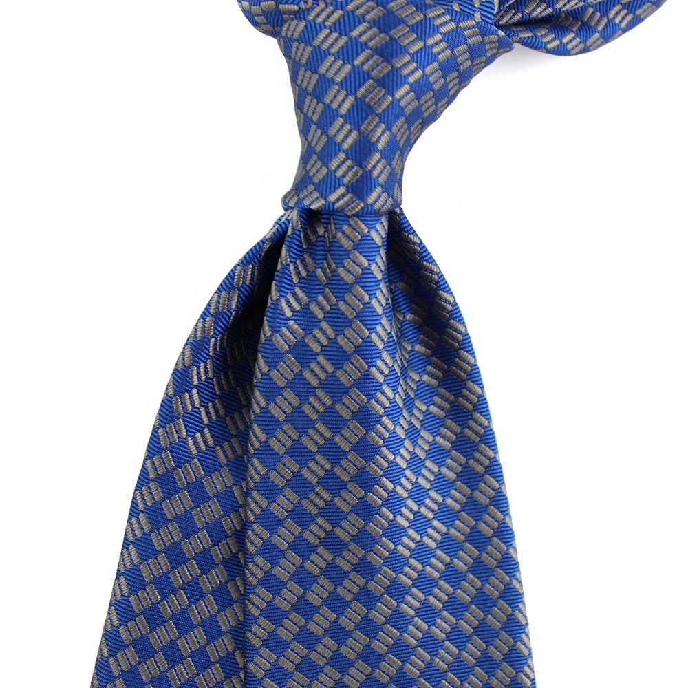 Fraternity Neck Tie Custom Necktie Geometric Blocks Blue Gray University College Men 100% Silk Woven School Tie Manufacturers
