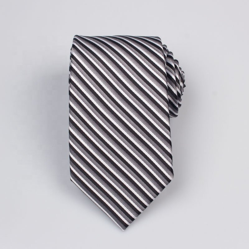 2021 Black Printing Custom Necktie Strips Checks Style Woven Polyester Suit Men Business Neck Ties