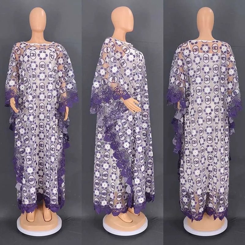 Free Style African Dress for Women Hollow Out Mesh Robe Muslim Abaya Middle East Wedding Clothes 2022 Boubou Africain Femme