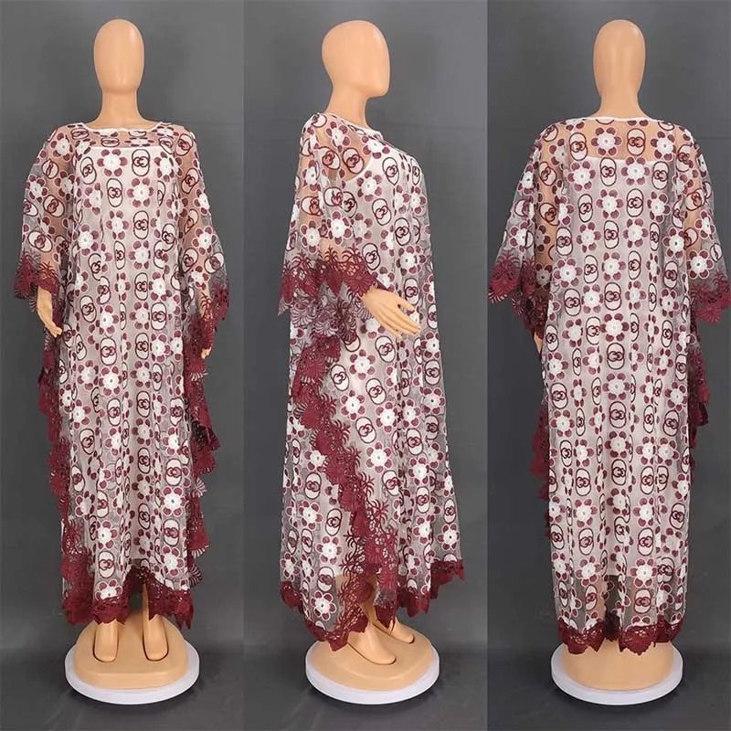 Free Style African Dress for Women Hollow Out Mesh Robe Muslim Abaya Middle East Wedding Clothes 2022 Boubou Africain Femme