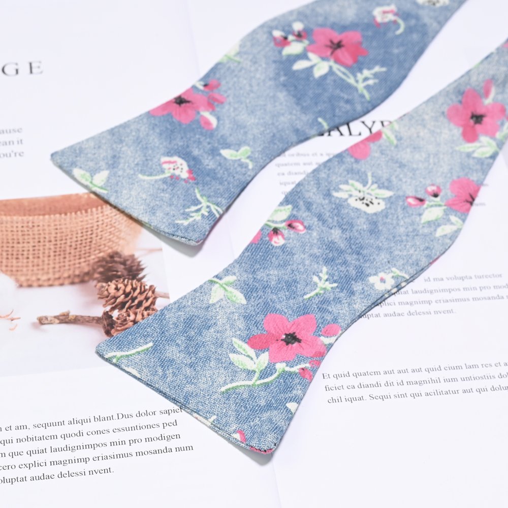 YiLi 100% Cotton Handmade Self Bowtie Men's Bow Tie