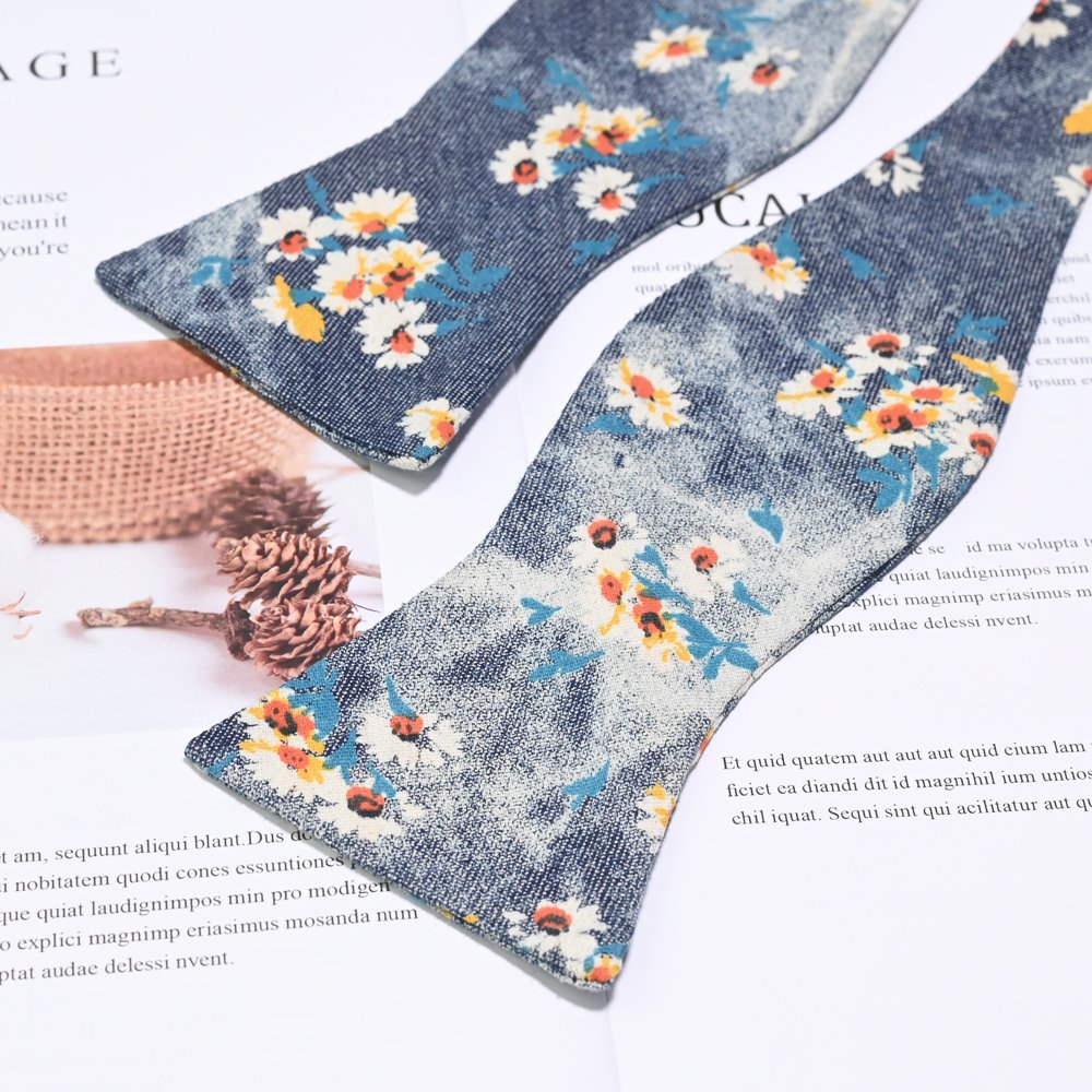 YiLi 100% Cotton Handmade Self Bowtie Men's Bow Tie