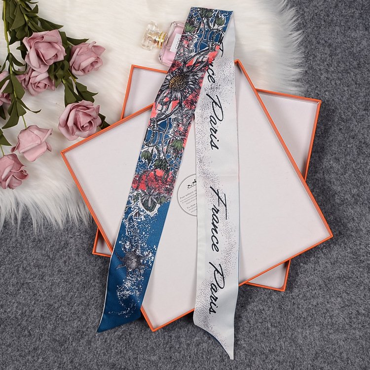 2024 Dawn Garden Pink Brand Skinny Scarf Women Bag Scarves New Design Silk Scarf For Ladies Foulard Wrist Towel Neckerchief