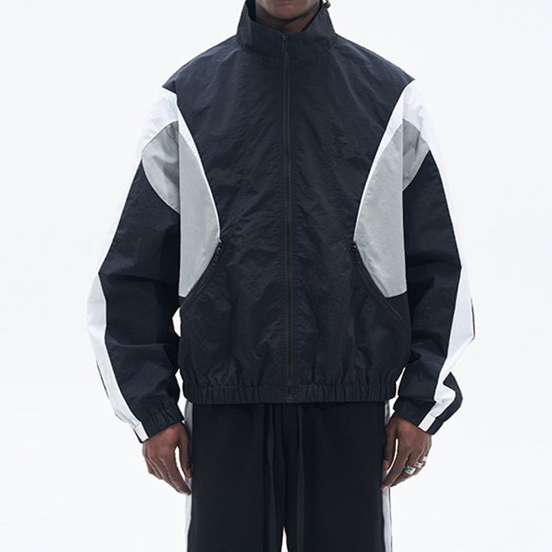 custom logo oversized blank jogger nylon cargo sweat suits reflective fitness running unisex tracksuit nylon windproof