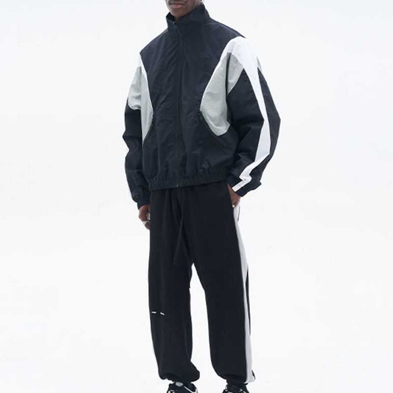 custom logo oversized blank jogger nylon cargo sweat suits reflective fitness running unisex tracksuit nylon windproof