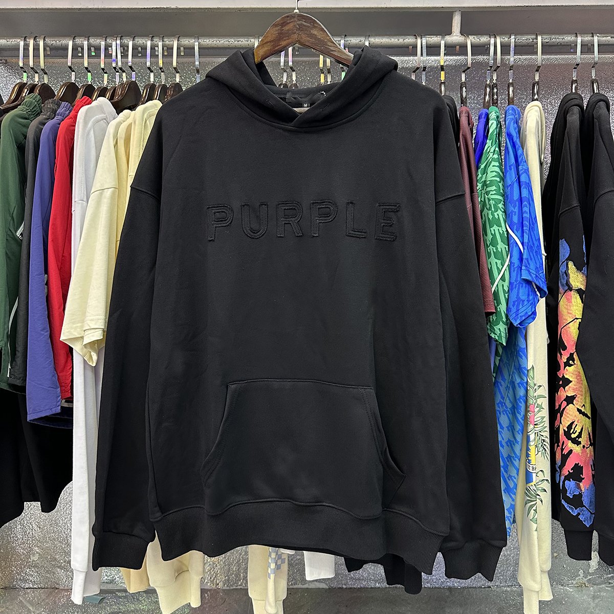 Purple Heavyweight Hoodies 460G Blank Custom OEM High Quality Logo Oversized Mens Sweatshirts
