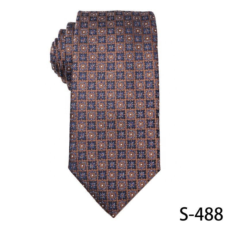 High Quality Jacquard Luxury Mens Ties 100% Polyester Neckties Best Gift Men Neckties Accessories Brown