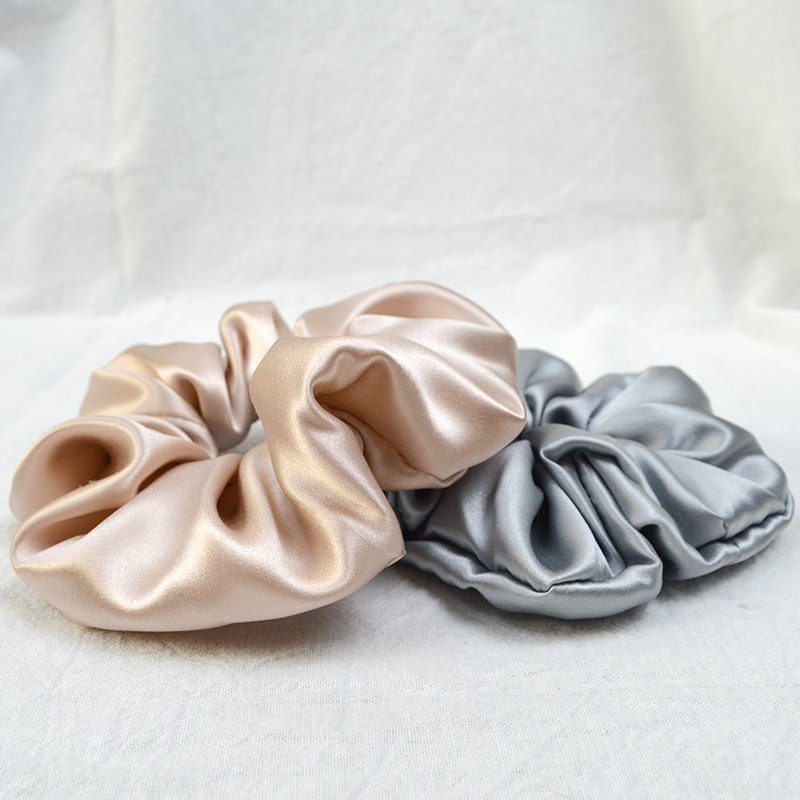 S151 Oversize 3.5cm solid color mulberry silk fabric scrunchies Super large hair tie Ponytail Holder Women Elastic Hair Bands
