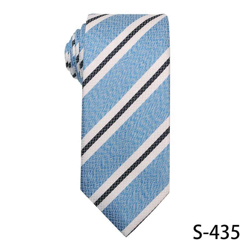 Popular In Young People 7.5cm Luxury Ties Custom Jacquard Woven 100% Polyester Tie For Men Blue Ties For Men Paisley And Striped