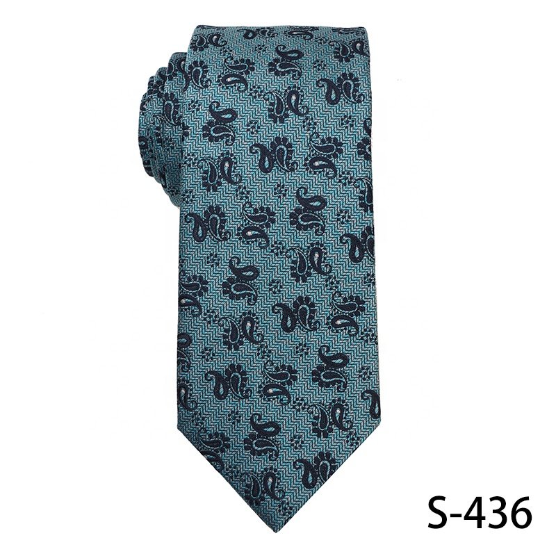 Popular In Young People 7.5cm Luxury Ties Custom Jacquard Woven 100% Polyester Tie For Men Blue Ties For Men Paisley And Striped