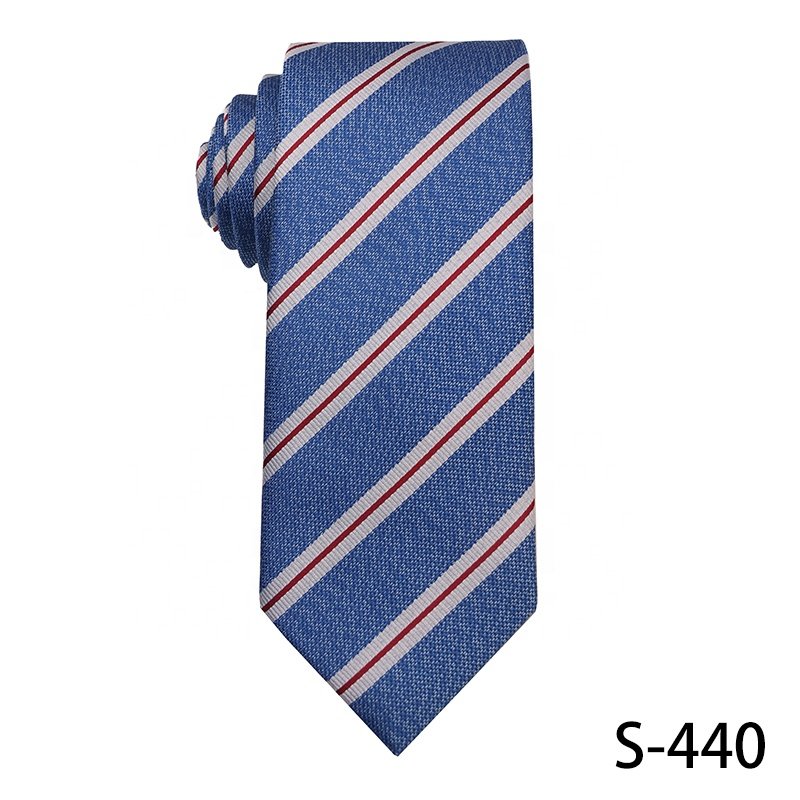 Popular In Young People 7.5cm Luxury Ties Custom Jacquard Woven 100% Polyester Tie For Men Blue Ties For Men Paisley And Striped