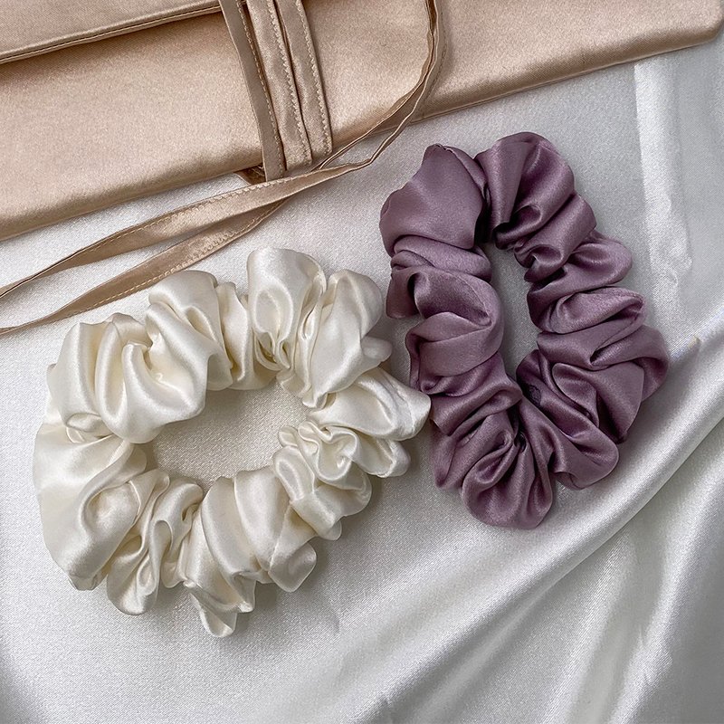 Luxury 6A 19mm Silk Hair Elastics Bands Scrunchy Hair Tie 100% Silk Scrunchies