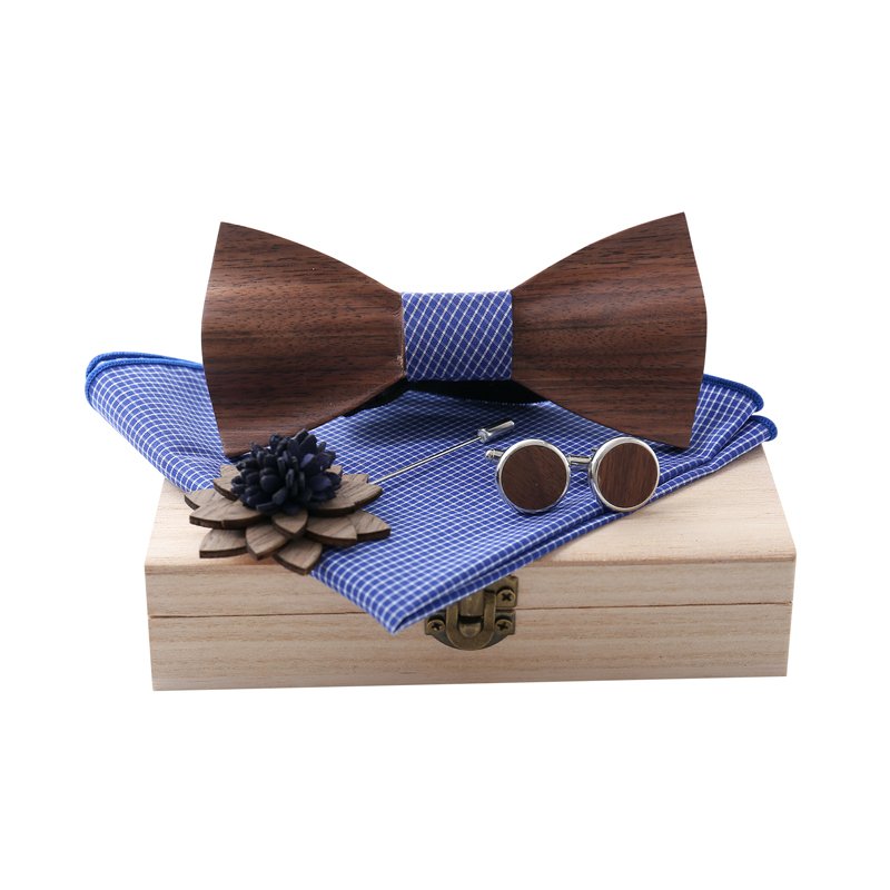 New Fashion High Quality Men Tie Set And Wooden Bowtie Set For Party