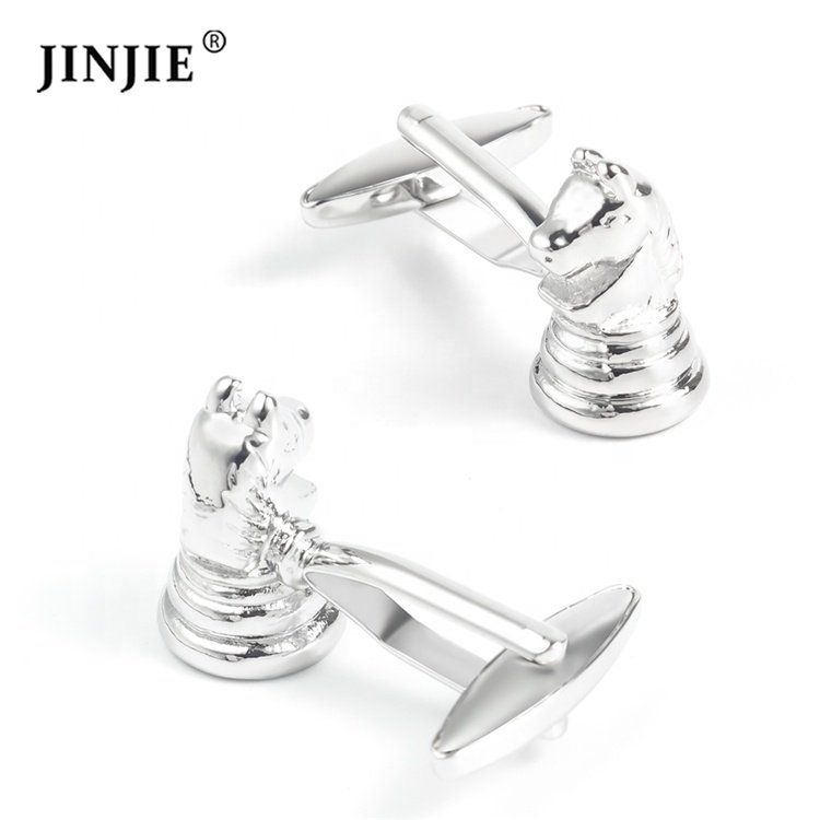 Ready to ship JINJIE fashion novelty copper silver color plated chess cufflinks for men shirts