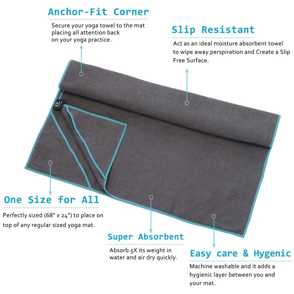 High end black microfiber anti slip hot yoga towel mat non-slip high quality