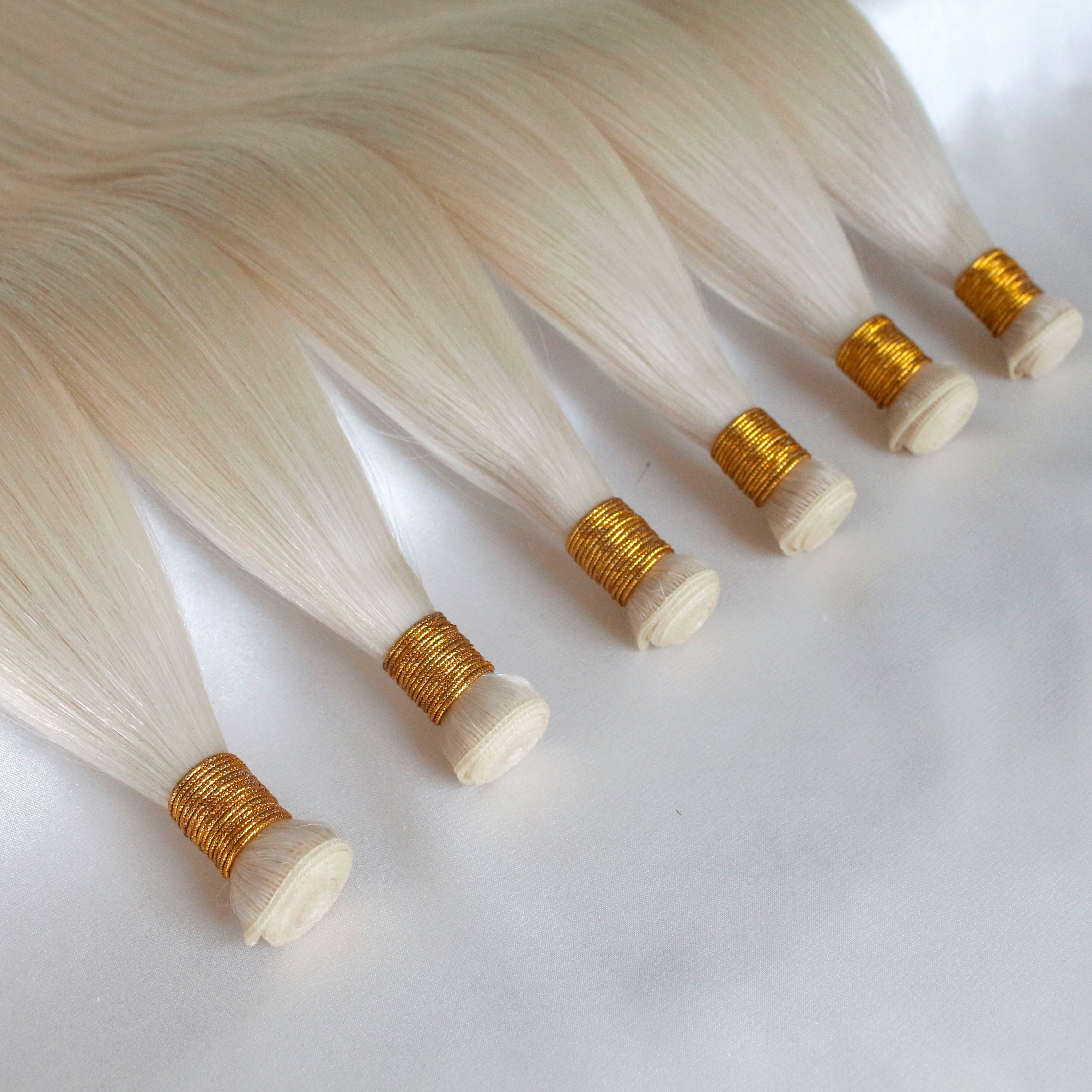 Double Drawn Solid Color Mixed Color Silky Straight Remy Russian Human Hair Hand Tied Weft