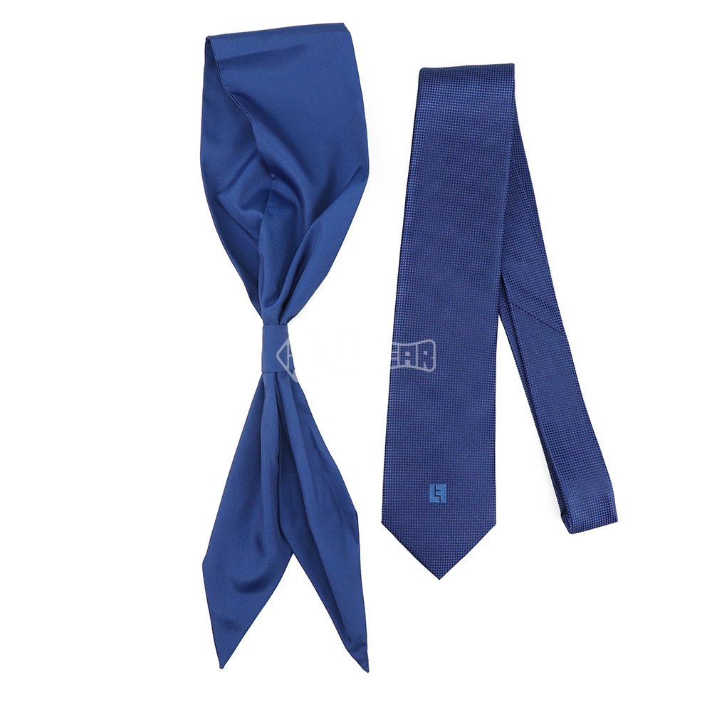 Custom Woven Silk Ties Knotted Scarves Solid Blue Checkered Mens Tie And Scarf With Company Logo