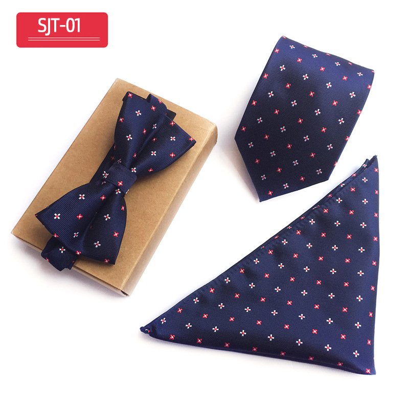 Aiyoo Factory Manufacturer Handmade Men Luxury Silk Hanky Cufflinks Neck Tie Gift Set