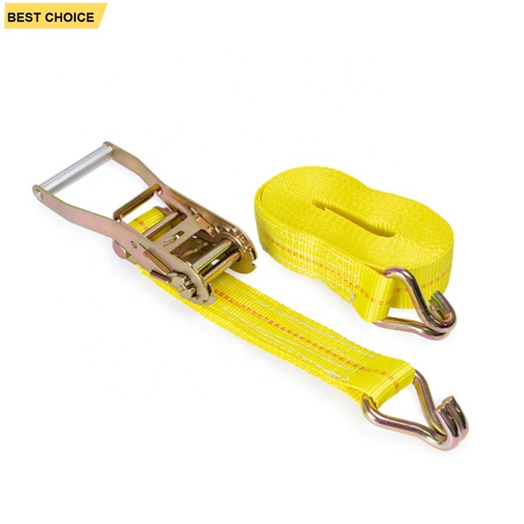 Custom Rachet Buckle Strap Tensioner Cargo Belt 3 Ton Lashing Strap With 2 Inch Double J Hooks Ratchet Tie Downs